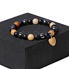 Natual Black Obsidian & Synthetic Non-magnetic Hematite & Natural Topaz Jade Beads Charm Bracelets AC2290-6-1