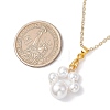 Shell Pearl 10mm Round Beaded Paw Print Pendant Necklaces NJEW-JN05171-01-2