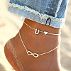 Alloy Infinity Heart Initial Charm Double Layer Anklets for Women FS-WG74AE6-21-2