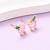 Brass Micro Pave Cubic Zirconia Apple Stud Earrings EJEW-L278-04G-1