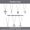 7Pcs 7 Style Arrow & Wolf & Cross & Axe & Wing Stainless Steel Pendant Necklaces Set NJEW-AN0001-44-7