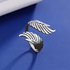304 Stainless Steel Double Wing Open Cuff Ring RJEW-F149-01P-5