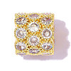 Flower Brass Clear Cubic Zirconia European Beads KK-OY001-05G-1
