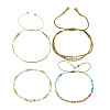 Adjustable Natural Mixed Stone Bead Braided Bracelet Sets QC4943-3-1