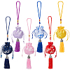 6Pcs 6 Colors Plum lossom & Dragon Pattern Brocade Bag Pendant Decorations HJEW-FH0001-52-1
