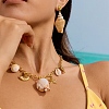 304 Stainless Steel with Natural Shell Starfish Sea Horse Pendant Bib Necklaces for Women FS-WG01E94-02-3