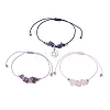 3Pcs Constellations Adjustable Nylon Cord Braided Bead Bracelets for Women Men BJEW-JB11325-07-4