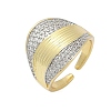 Brass Micro Pave Cubic Zirconia Open Cuff Ring for Women RJEW-F177-03GP-02-2