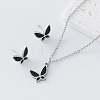304 Stainless Steel Enamel Butterfly Pendant Necklace & Stud Earrings Set for Women AP1846-6-1