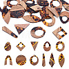 22Pcs 11 Styles Transparwnt Resin & Walnut Wood Pendants RESI-TA0005-75-1