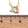 Brass Pave Cubic Zirconia Rectangle & Teardrop Pendant Cable Chain Necklaces KK-CBAB173-05G-09-5