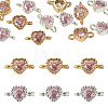 12Pcs 2 Colors Brass Pave Cubic Zirconia Heart Links Connector Charms KK-TA0003-48B-2