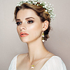 Plastic Pearl Beaded Flower of Life Dangle Earrings & Link Chain Bracelet & Pendant Necklace SJEW-AN0001-19-5