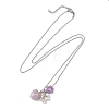3Pcs 3 Styles Natural Green Aventurine & Carnelian & Lepidolite/Purple Mica Stone & Red Jasper Heart Pendant Necklaces for Women NJEW-TA00215-5