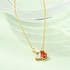 Brass Pave Cubic Zirconia Rectangle & Teardrop Pendant Cable Chain Necklaces KK-CBAB173-05G-03-3