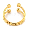 Ion Plating(IP) Round Ball 304 Stainless Steel Open Cuff Finger Rings for Women RJEW-P114-11G-3