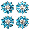 4Pcs Alloy & Glass & Rhinestone Shank Buttons BUTT-FG0001-63B-1