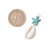 Cowrie Shell & Synthetic Turquoise Starfish Pendants PALLOY-JF03407-02-2