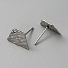 304 Stainless Steel Textured Geometry Stud Earring Findings with Hole STAS-WH0027-54N-3