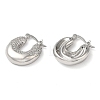Donut Brass Hoop Earrings with Clear Cubic Zirconia EJEW-Q791-01P-2