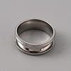 201 Stainless Steel Grooved Finger Ring Settings STAS-WH0027-26D-P-2