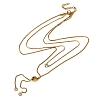 304 Stainless Steel Crystal Rhinestone Flat Round Box Chain Double Layer Slider Lariat Necklaces NJEW-K291-01G-4