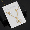 304 Stainless Steel with Natural Shell Pendant Necklaces & Stud Earrings Sets FS-WG5FD70-23-1