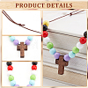 Wood Cross with Acrylic Beaded Pendant Necklaces for Women NJEW-AB00012-4