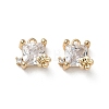 Brass Micro Pave Clear Cubic Zirconia Charms KK-P355-09G-1