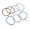 Bohemian Resin & Alloy & Glass Beads & Shell & Plastic Pearls Beaded Stretch Bracelets BJEW-Z169-01B-3