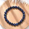 Natural Lapis Lazuli Beaded Stretch Bracelet X-BJEW-F203-06-1