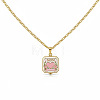 Mother's Day Brass Enamel Pink Heart Mom Openable Square Locket Pendant Necklaces for Women WGB75E5-01-1