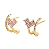 Rack Plating Heart Brass Stud Earrings EJEW-N055-32G-RS-1