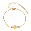 Brass Micro Pave Clear Cubic Zirconia Link Bracelets BJEW-T029-01G-2