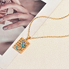 Alloy Islamic Arabic Calligraphy Hollow Rectangle Enamel Pendant Necklaces ZV2727-1-1