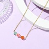 Round Cherry Quartz Glass & Natural Carnelian & Chip Natural Green Aventurine Beaded Pendant 304 Stainless Steel Satellite Chain Necklaces for Women NJEW-JN06158-03-1