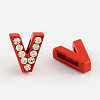 Mixed Color Zinc Alloy Grade A Rhinestone Letter Slide Charms ALRI-S130-V-2