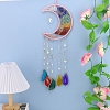 Copper Wire Wrapped Natural Mixed Stone Chips Moon Suncatcher HJEW-H065-10B-1