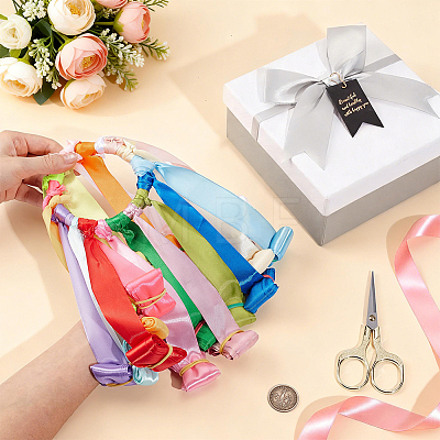 Polyester Single Face Satin Ribbon with Wood Hanging Ornaments HJEW-BC00118-1