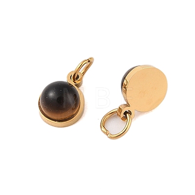 Natural Tiger Eye Half Round Charms with Jump Ring STAS-A097-05G-05-1
