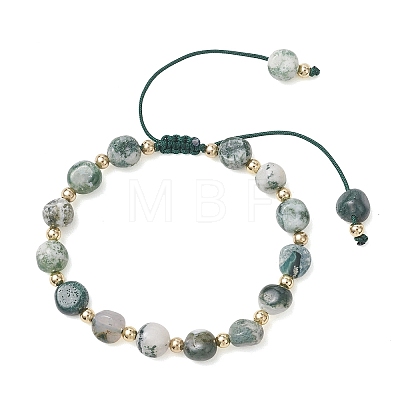 Natural Tree Agate & 304 Stainless Steel Beads Braided Bead Bracelets BJEW-JB13670-1
