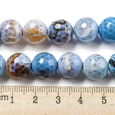 Faceted Natural Fire Crackle Agate Beads Strands G-F447-12mm-N06-1