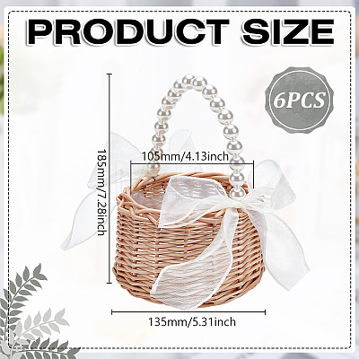 6Pcs Plastic Flower Baskets with Handle DIY-WA0001-21-1