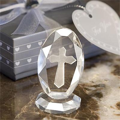 Transparent Glass Cross Ornament DJEW-R012-01-1