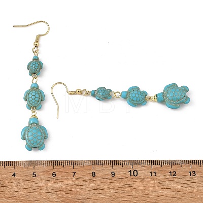 Dyed Tortoise Synthetic Turquoise Dangle Earrings EJEW-JE07362-02-1