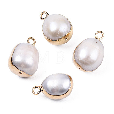Electroplate Natural Baroque Pearl Keshi Pearl Pendants PEAR-N021-11-1