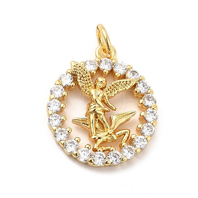 Rack Plating Brass Micro Pave Cubic Zirconia Pendants KK-K270-33G-1