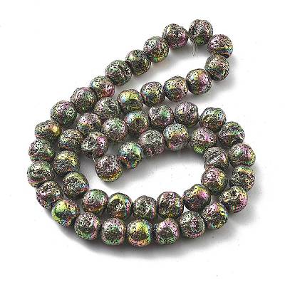 Electroplated Natural Lava Rock Beads Strands G-A251-E01-01I-1