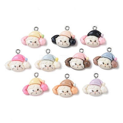Opaque Resin & Glitter Powder Pendants RESI-B044-16P-1