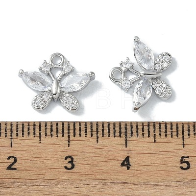 Brass Micro Pave Clear Cubic Zirconia Charms KK-H482-09P-01-1